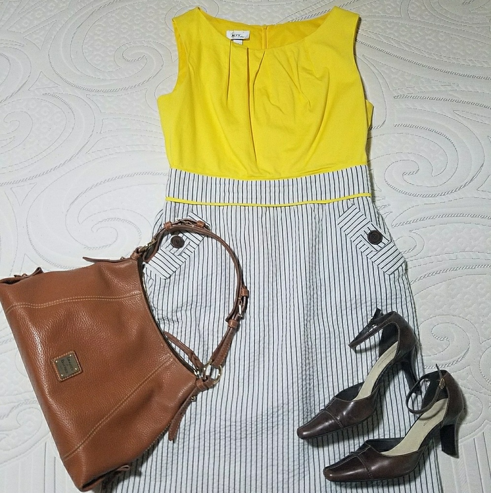 Bright Yellow & Seersucker dress